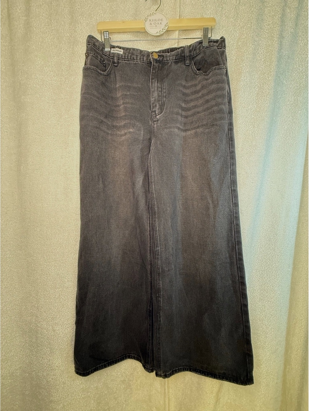 Unpublished Wide Leg Black Washed Denim Jeans